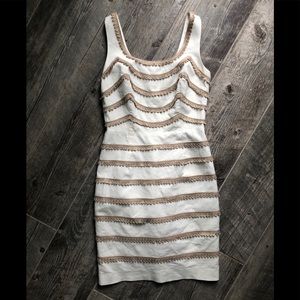 Trina Turk white and tan scallop lace dress xs